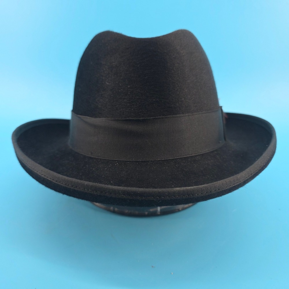 Biltmore Eleganza Hunter Green Fur Felt Homburg Hat Feather Detail Size 7 1/2